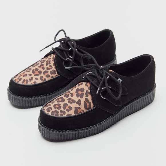 T.U.K Shoes - NEW T.U.K Shoes Viva II Leopard Black Low Creeper
